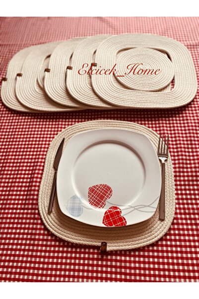 ELÇİÇEK HOME Kare Pamuklu Supla Takımı (6adet)