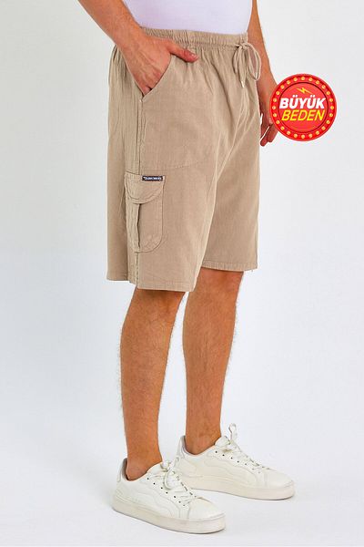 Dechers Ανδρικό σορτς Cargo Pocket Plus Size 100% βαμβακερό λινό E202