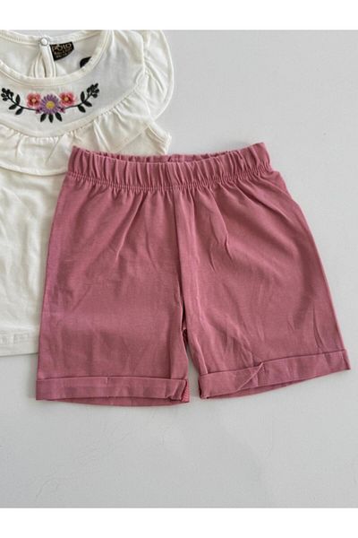 ribana Children's Embroidered Top and Bottom Set (Tshirt-Shorts Set)