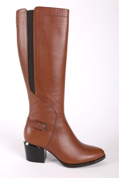 Hayati Arman حذاء نسائي كلاسيكي بسحاب من الجلد الطبيعي باللون البني