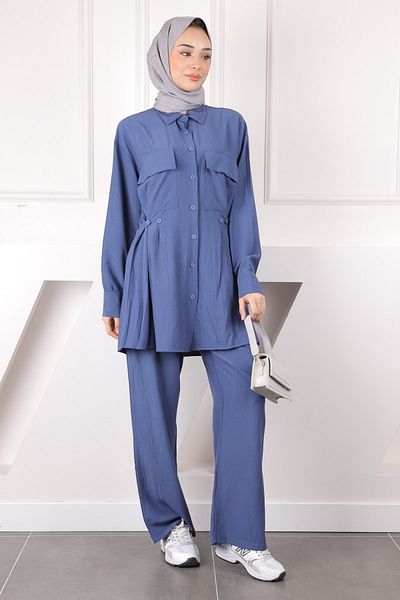 İmajButik بدلة تونيك جيب نيلي مع بنطلون