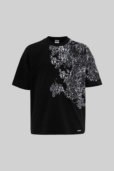 Machinist Men's Halfway Rug Pattern Oversize Black T-Shirt