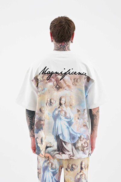 Machinist Чоловіча футболка з принтом у стилі бароко з малюнком великого розміру екрю