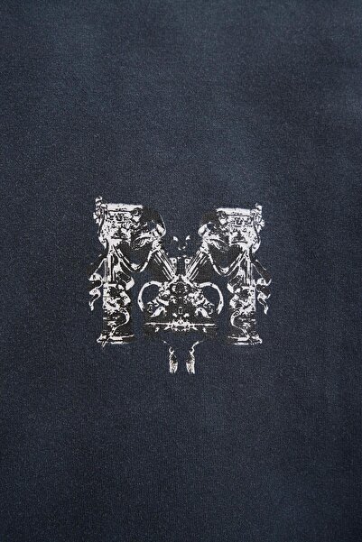 Machinist Ανδρικό μπλουζάκι με γράμμα M Washed Washed Oversize Μαύρο T-Shirt