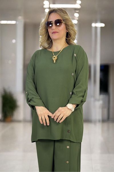 yagmurberen طقم مكون من قطعتين من سترة لزجة بأكمام قابلة للطي وبنطلون قطني مطاطي