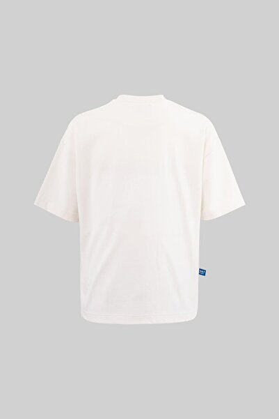 Machinist Men's Blue Batched Oversize Ecru T-Shirt