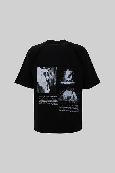 Machinist Tricou negru oversize cu imprimeu de cai pentru bărbați