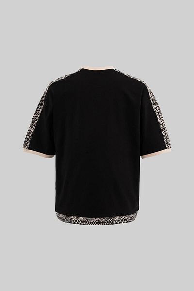 Machinist Men's Sneak Skin Details Oversize Black T-Shirt