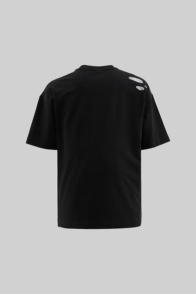 Machinist Men's Patchwork and Stitched Oversize Black T-Shirt