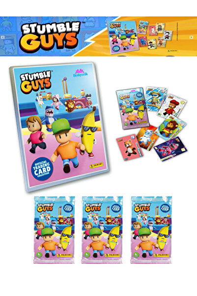 hediyecik مجموعة ألبوم بطاقات اللعب Panini Stumble Guys (18 بطاقة، 2 بطاقة إص...
