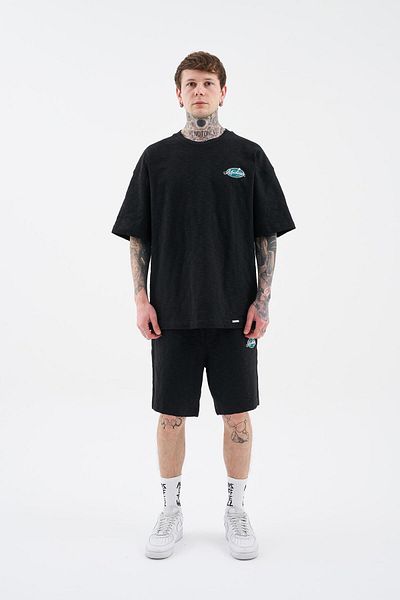 Machinist Ανδρικό μπλουζάκι Premium Fabric Printed Oversize Μαύρο T-Shirt