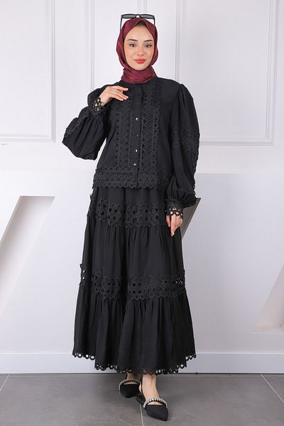 İmajButik Κοστούμι μαύρη μπλούζα με φούστα