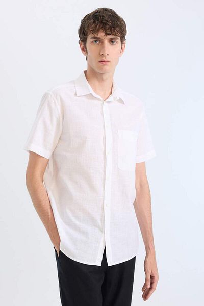 DeFacto Νέα σεζόν Regular Fit Summer Polo Collar Basic μονόχρωμο κοντομάνικο πουκάμισο