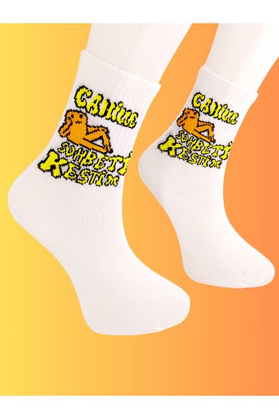 Shuttle Park Unisex Socks Lettering Colorful Comfortable Patterned Fun and Stylish Custom Designs White College Socks