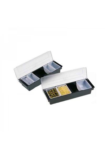 LEONE Box for ingredients and spices with lid and 4 compartments, 600 ml