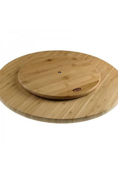 LEONE Platou dublu rotativ din bambus, 32 cm diametru