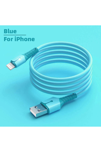 Choice كابل USB أزرق بطول 2 متر، كابل شحن سريع 3 أمبير، كابل بيانات لأجهزة iP...