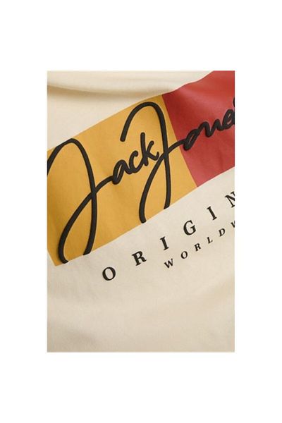 Jack & Jones Μπλούζα Jorfrederıksberg Box Script Tee Ss Cn Sn Erkek T-shirt 12278266 Εκτύπωση:ss25/φωτεινό λευκό