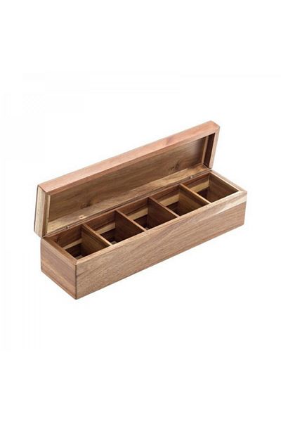 LEONE Cutie din lemn de acacia pentru ingrediente, 39x10.2x10 cm