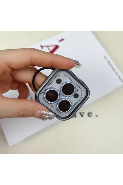 Choice 13pro 13proMax(3pcs Light Blue 2-3Pcs Glitter Diamond Camera Len Protector For IPhone 16 13 14 15 Pr