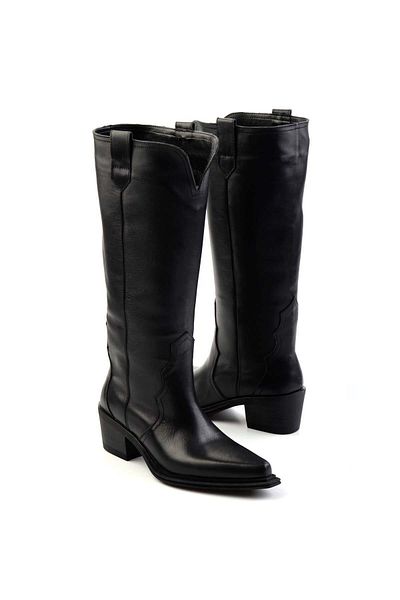 Bambi Black Leather Women's Boots K03274324503