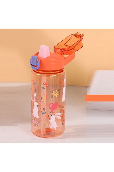 Choice Red 600ml Children Cartoon Animal Water Bottle Cup With Straw Portable Student Anti-falling Water Bo