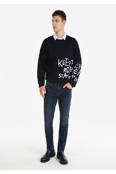 Colin's 044 Karl Straight Fit Mid Waist Straight Leg Men's Navy Blue Jean Trousers