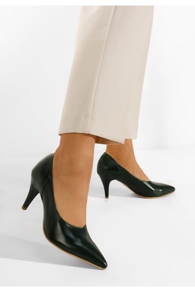 B T Shoes Villemomble Green Leather Stiletto Shoes