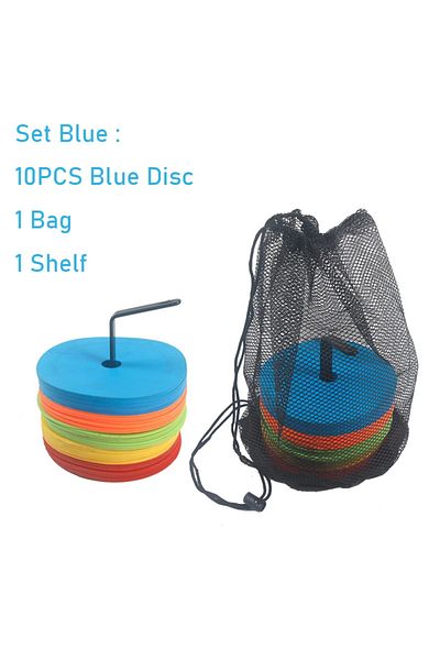Ninth World Set Blue 10pcs Soccer Flat Cones Marker Disc Basketball Sports Speed Agility Training Markers Indefo