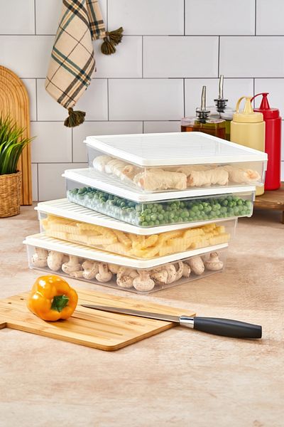 Nefiz Home Refrigerator and Microwave Storage Container Set - Gray (4X2800 ml)
