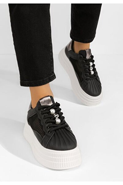B T Shoes Μαύρα σνίκερς πλατφόρμας Πάτρισια