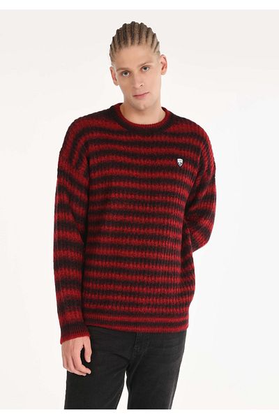 Colin's Regular Fit Round Neck Jacquard Men's Purple Sweater