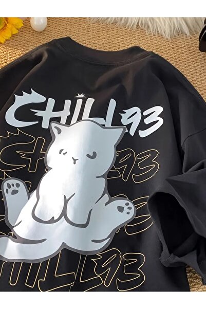 LAND MODA Casual βαμβακερό μπλουζάκι με χαριτωμένο σχέδιο γάτας - , Καλοκαιρι...