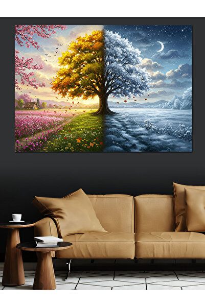karizmart Mevsim Değişen Ağaç Dekoratif Tablo