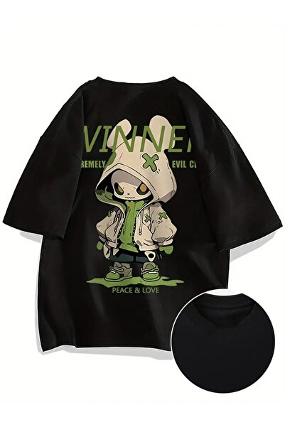 LOTS MODA Ανδρικό μπλουζάκι από 100% βαμβάκι με γραφικό σχέδιο κουνελιού κινο...