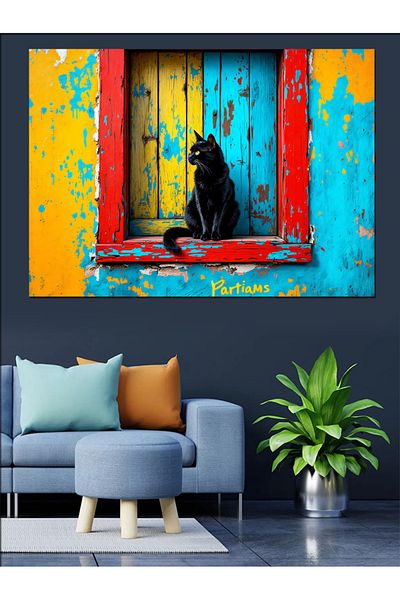 Tablomega Pictură decorativă Blue Window Cat