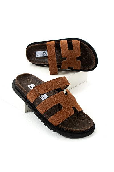Neva'nın Butiği Papuci de damă Merry Velcro, cu talpă confortabilă, din piele intoarsa