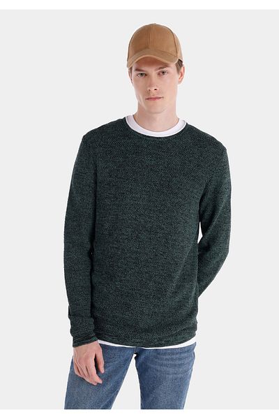 Colin's Crew Neck Slim Fit Green Men's Sweater