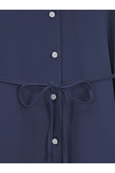 Modamorfo Tiered Hem Ruffled Buttoned Poplin Shirt Tunic