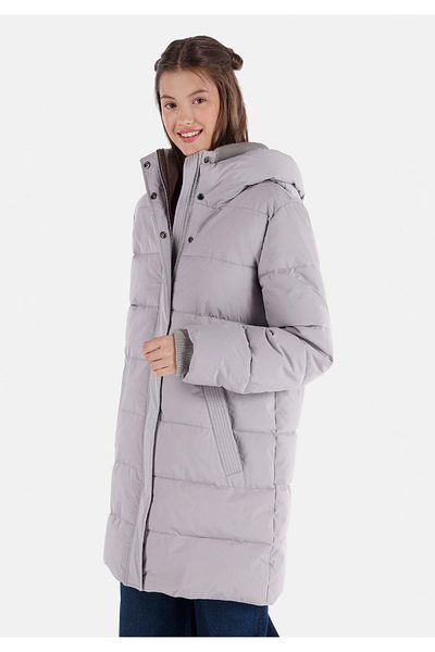 Colin's Regular Fit Hooded Zippered Lined Women's Gray Coat