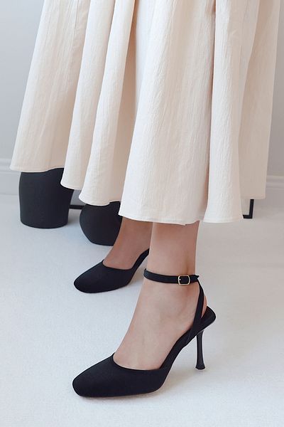 POLKA STORE Dupe Square Toe Spate Deschis Rochie de Seara Stiletto Pantofi de damă cu toc