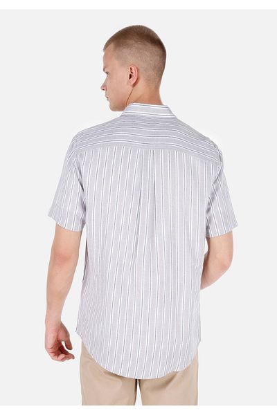 Colin's Regular Fit Shirt Neck Striped Men's Gray Short Sleeve Shirt