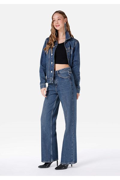 Colin's 970 Berry Regular Fit Pantaloni de damă cu talie înaltă cu picioare largi, albaștri