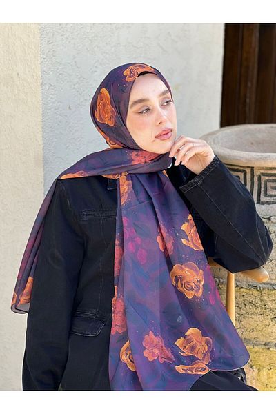 Modakaşmir Rosa Pattern Prose Shawl