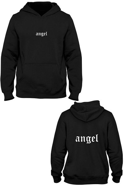 Pisa Art Φούτερ με κουκούλα Angel μπροστά πίσω με στάμπα με τσέπες καγκουρό Bll3041