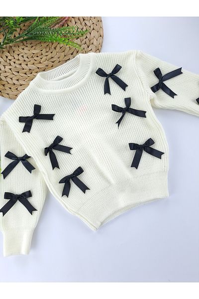 Butik Tricotaj pentru fete Pulover tricotat cu fundita cu diferite opțiuni de culori sezoniere