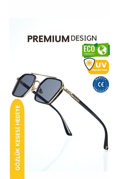 WATCHOFROYAL نظارات شمسية للنساء والرجال UV400 زجاج Ce معتمدة باللون الذهبي والأسود Re0039w