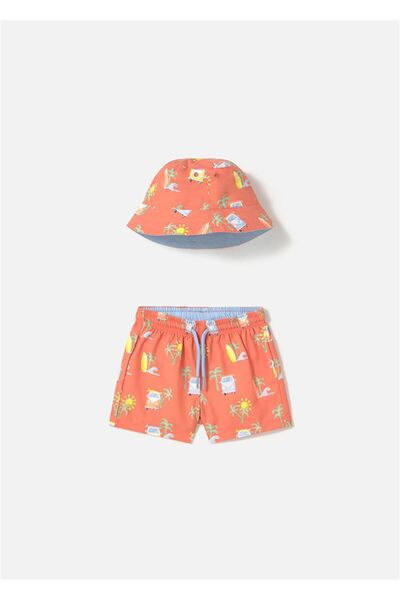 MAYORAL Boy's Swim Shorts and Hat Coral 1646
