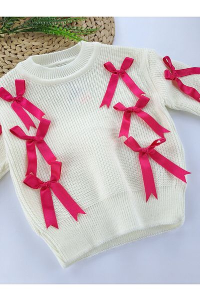 Butik Tricotaj pentru fete Pulover tricotat cu fundita cu diferite opțiuni de culori sezoniere