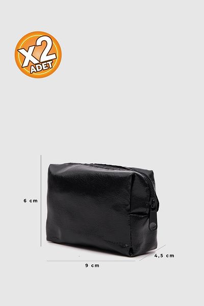 Shanta Μαύρο C13 Συμπαγές μέγεθος Unisex Καλλυντικό και Πορτοφόλι Χρημάτων x 2 τμχ